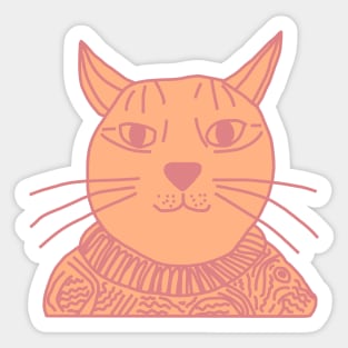 Peach Fuzz Color of the Year 2024 Sweater Cat Portrait Sticker